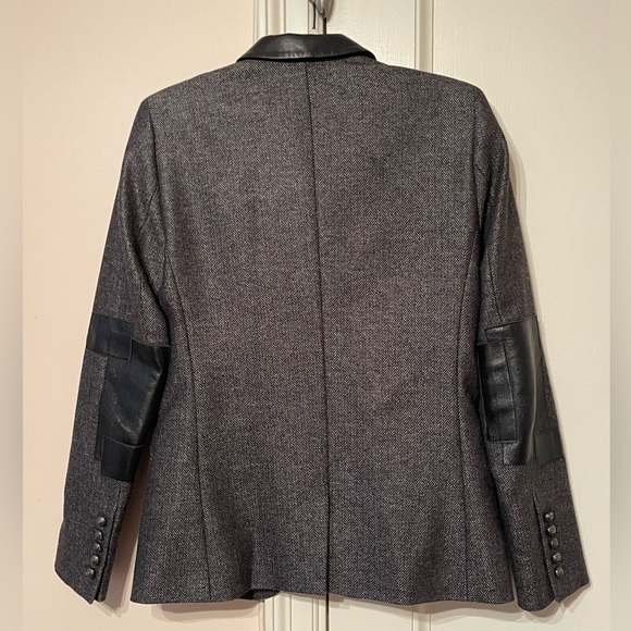 Zadig & Voltaire Metallic Grey Leather Detailed Blazer - Picture 3 of 7